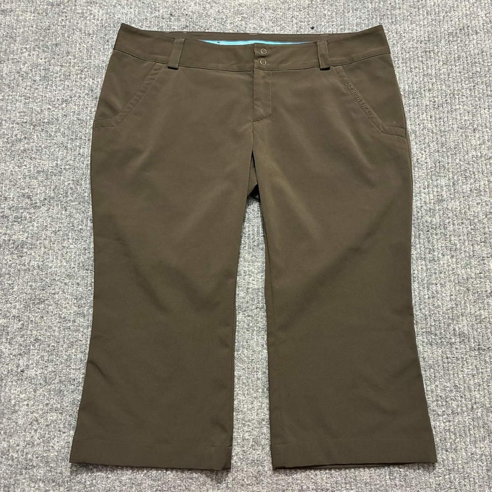 Under Armour Performance Womens Capri Pants Size 10 Brown Flap Pocket Low Rise